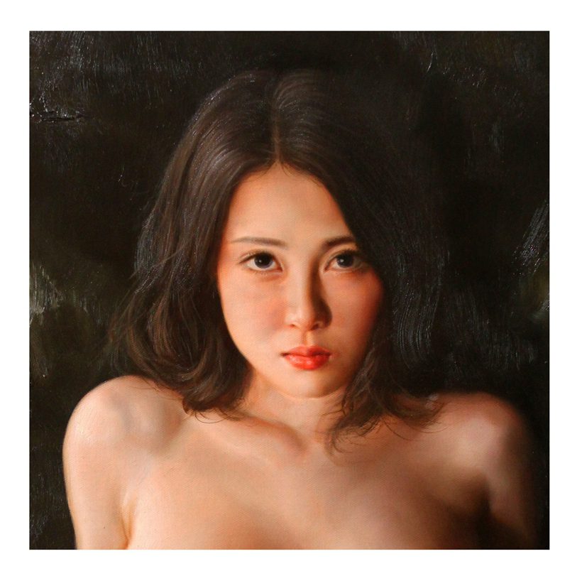 Contemporary body art print Oriental charming nude girl
