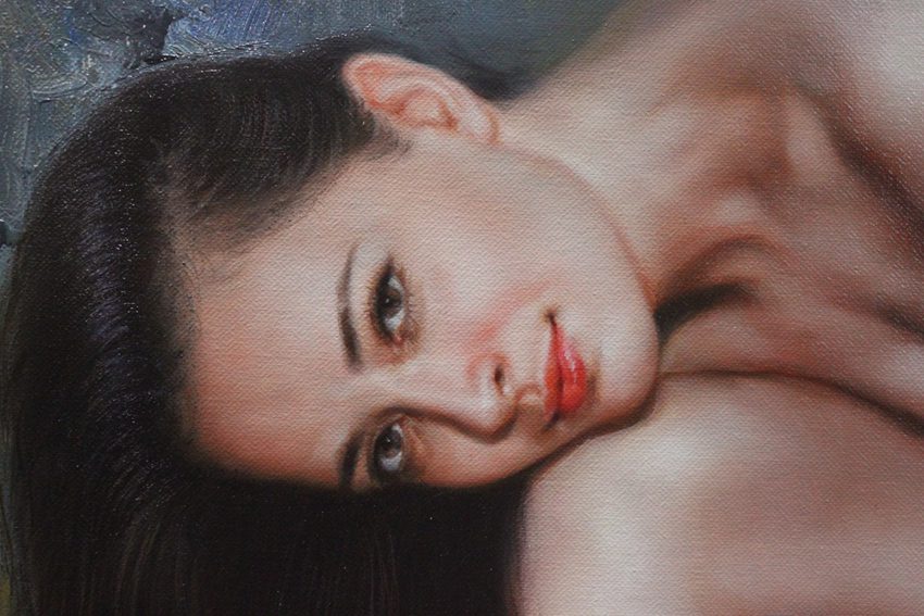 modern figurative painting girl in the field 61x81cm original oil on canvas