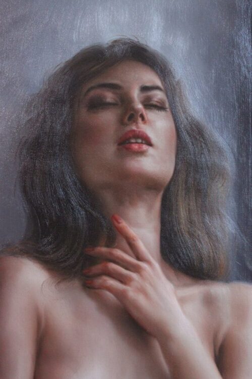 modern figurative painting nude girl original oil painting on canvas lady by the window
