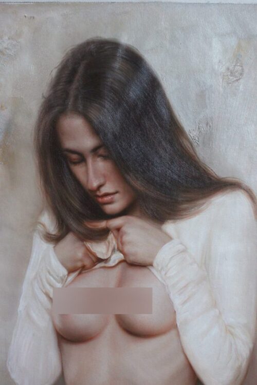 Nude sale original oil painting on canvas female nude beauty girl 61 x 91 cm