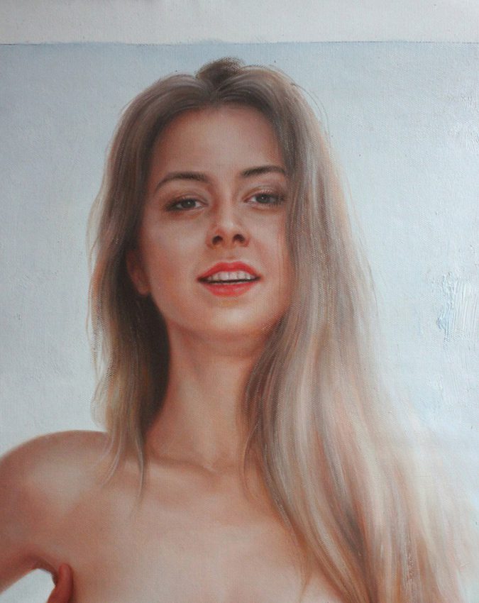 Unique female nude original oil painting 61x91cm