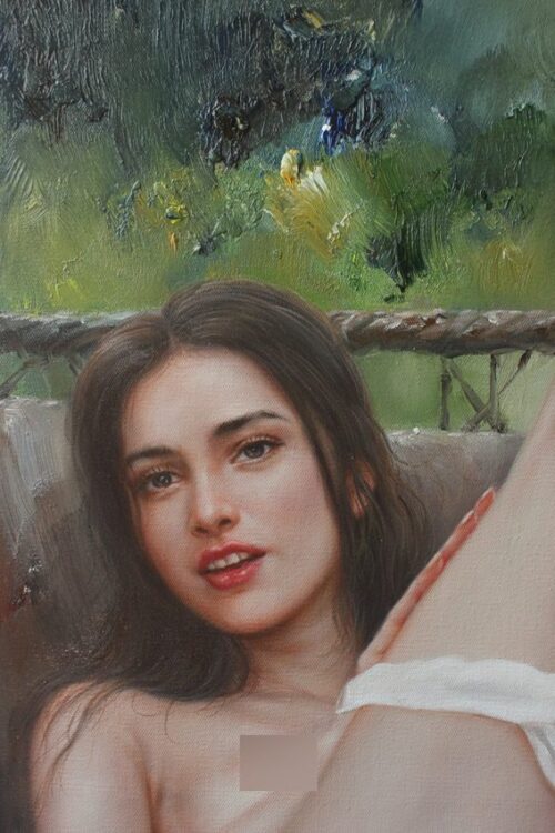 female nude art for sale original oil painting on canvas girl lying on the chair