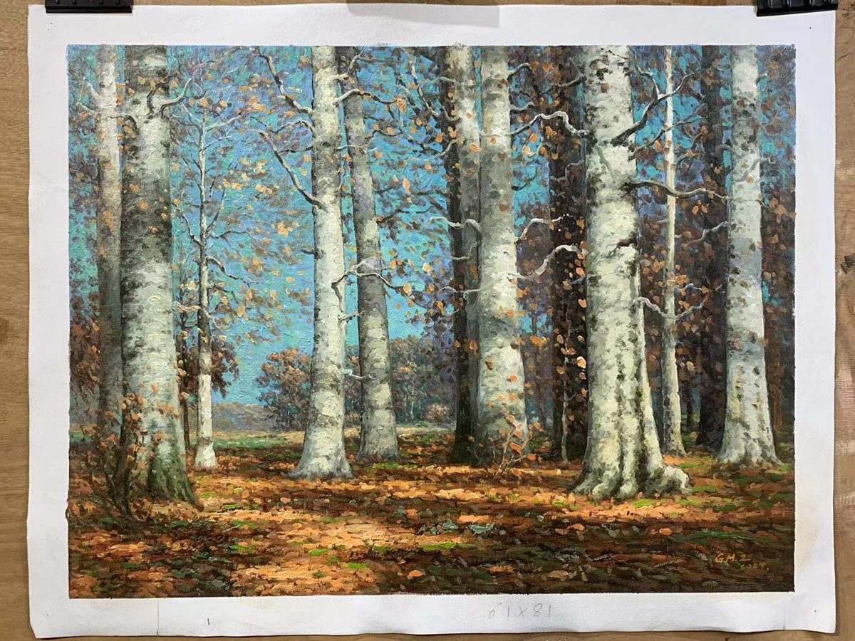 Repro Carlson Autumn beech landscape oil painting on canvas fine art 24"x32"