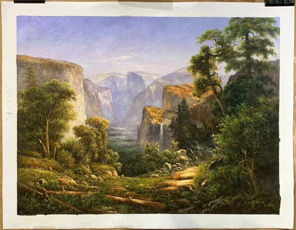 Repro Albert Bierstadt Yosemite Valley landscape oil painting fine art 24"x32"