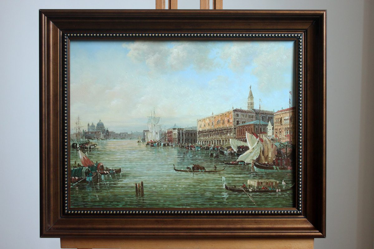 Oil on board Discover Francesco Guard's stunning painting :The Doges Palace and the Molo, meticulously hand painted.