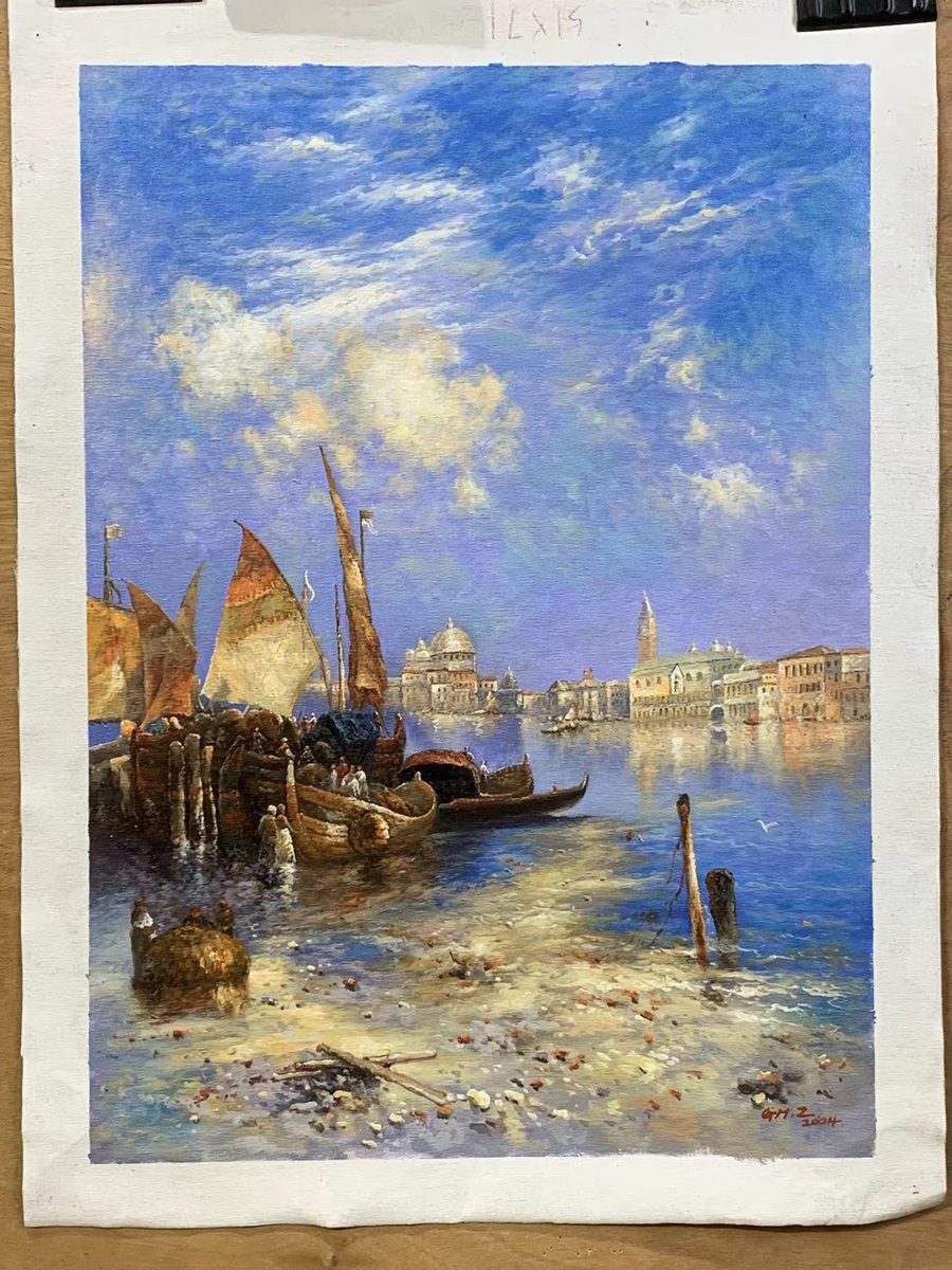 Venice Scenery Thomas Moran landscape 20"x28" oil on canvas
