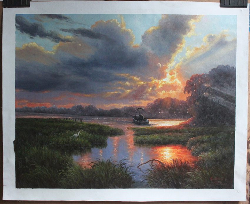 Reproduction Mark Keathley landscape Low Country Life 24" x 32" Oil on canvas