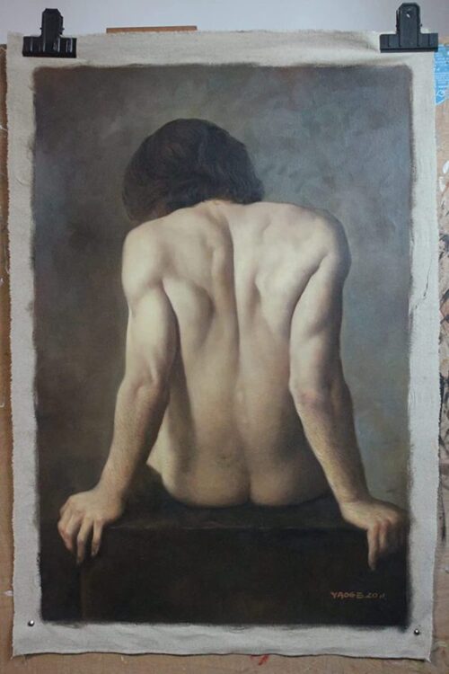dongyeearts male nude back original oil on canvas