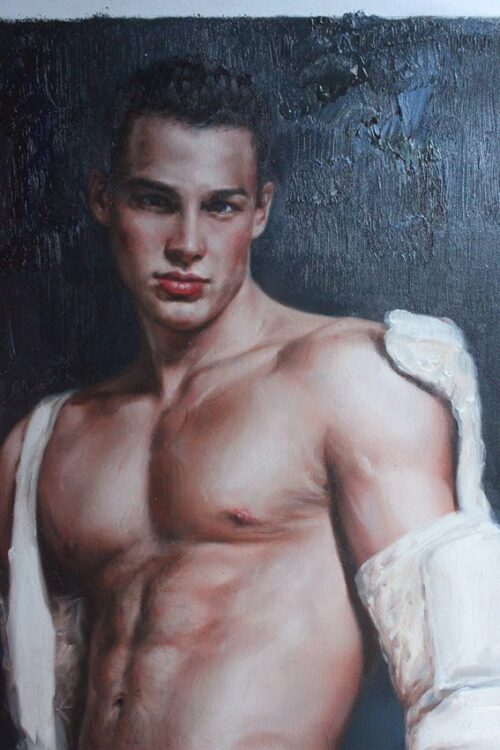 fine art male portrait strong men original oil painting