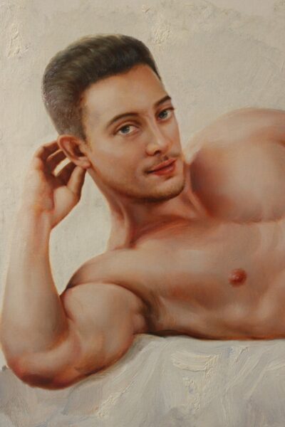 artistic male nude fine art lying men 24"x 36" - original artwork