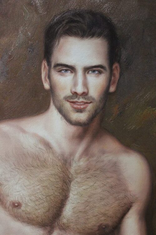 male nude oil painting handsome men hand-painted