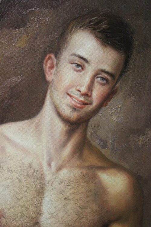 elegant male nude portrait original oil painting