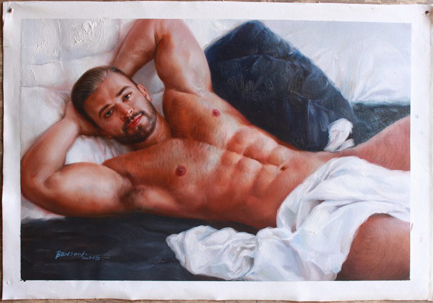 modern male nude painting original oil painting on canvas