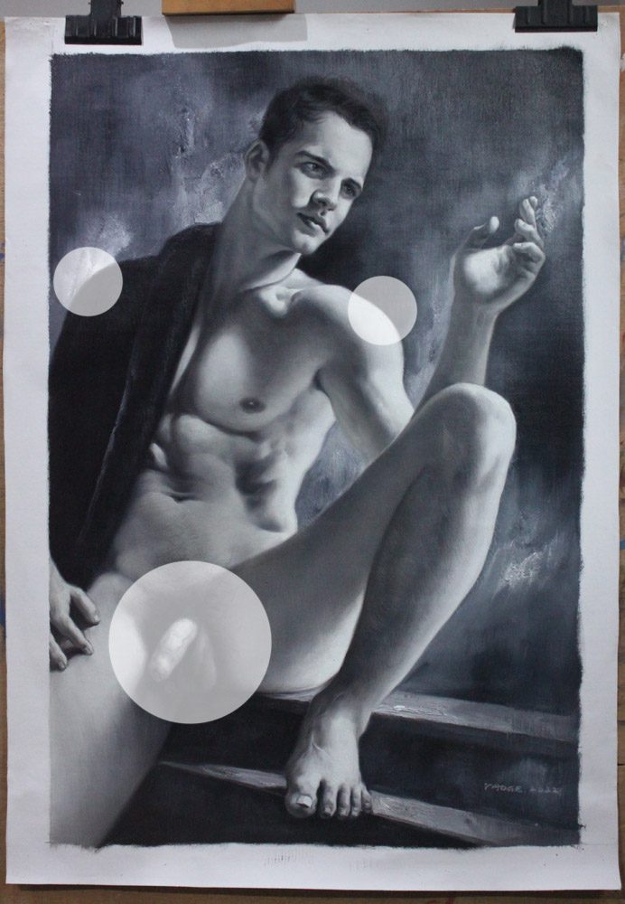 modern hand-painted art smoking men male figure art original oil on canvas