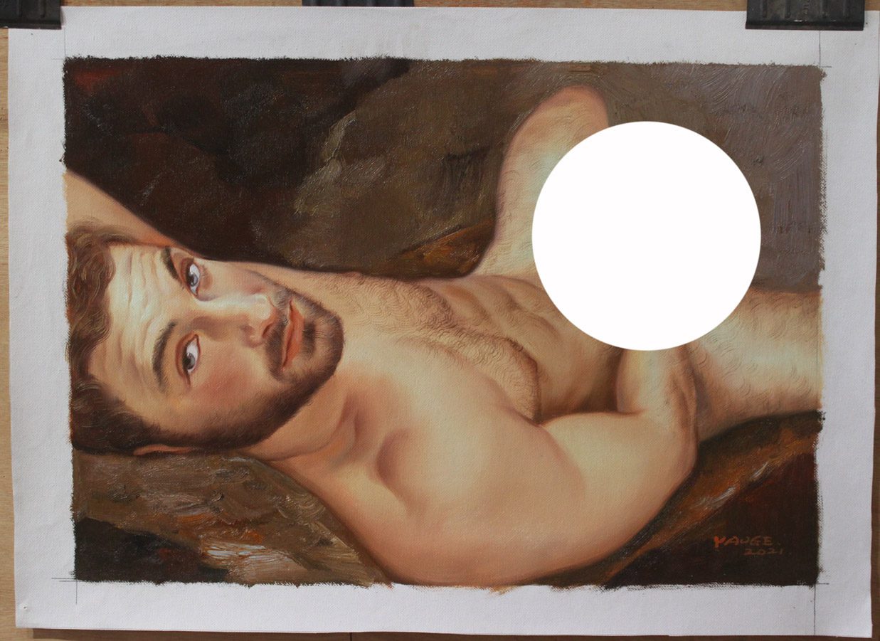 Male nude artwork original oil painting on canvas lying men 16"x24" - by | Dongyeearts | Hand-Painted Oil on Canvas & Limited Art Prints male nude artwork original oil painting on canvas lying men