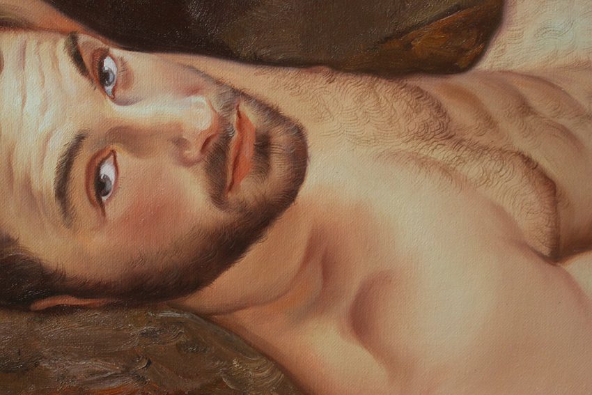 male nude artwork original oil painting on canvas lying men