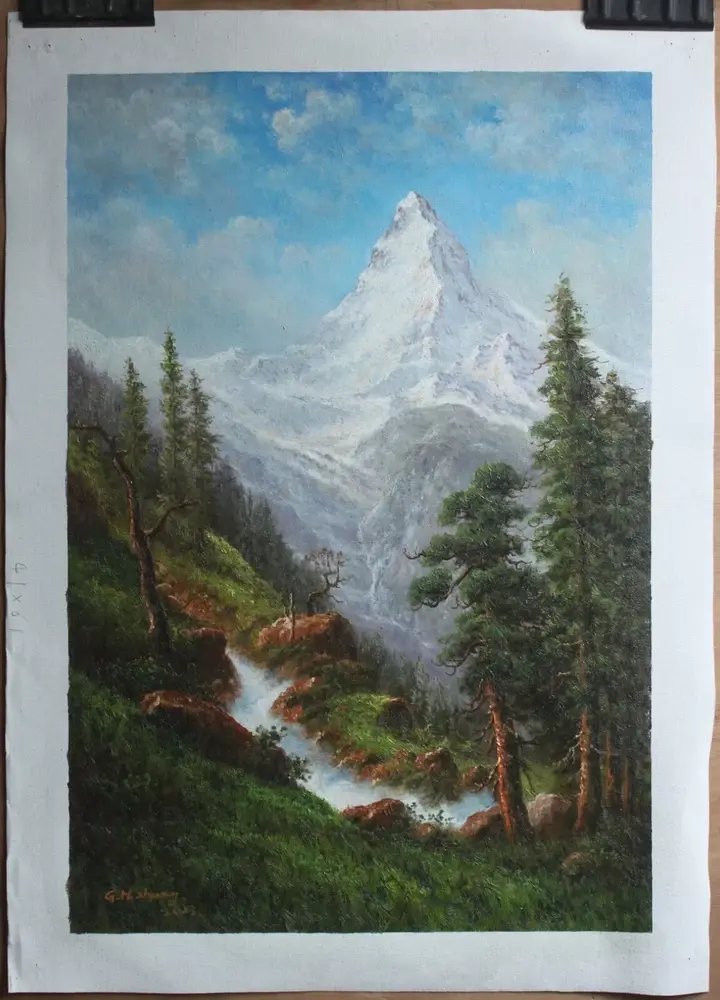 Landscape Matterhorn oil painting on canvas Albert Bierstadt 16"x24"