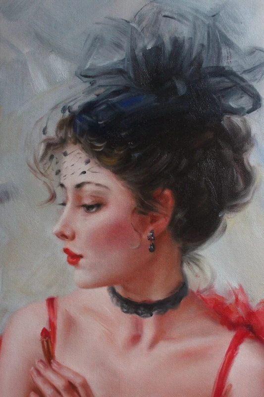 Modern art oil on canvas beauty falso d'autore Konstantin Razumov - by | Dongyeearts | Hand-Painted Oil on Canvas & Limited Art Prints Modern art oil on canvas beauty Falso portrait girl Repro oil painting 51x71cm