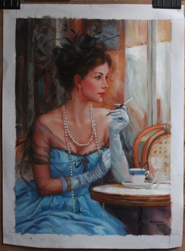 Modern art oil on canvas beauty portrait after Konstantin Razumkov Repro oil painting 51x71cm