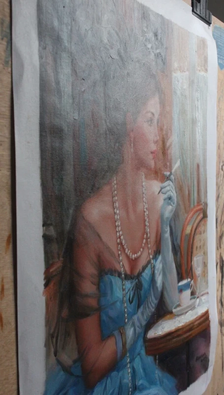 Beauty portrait after Konstantin Razumkov 51x71cm - by | Dongyeearts | Hand-Painted Oil on Canvas & Limited Art Prints Modern art oil on canvas beauty portrait after Konstantin Razumkov Repro oil painting 51x71cm