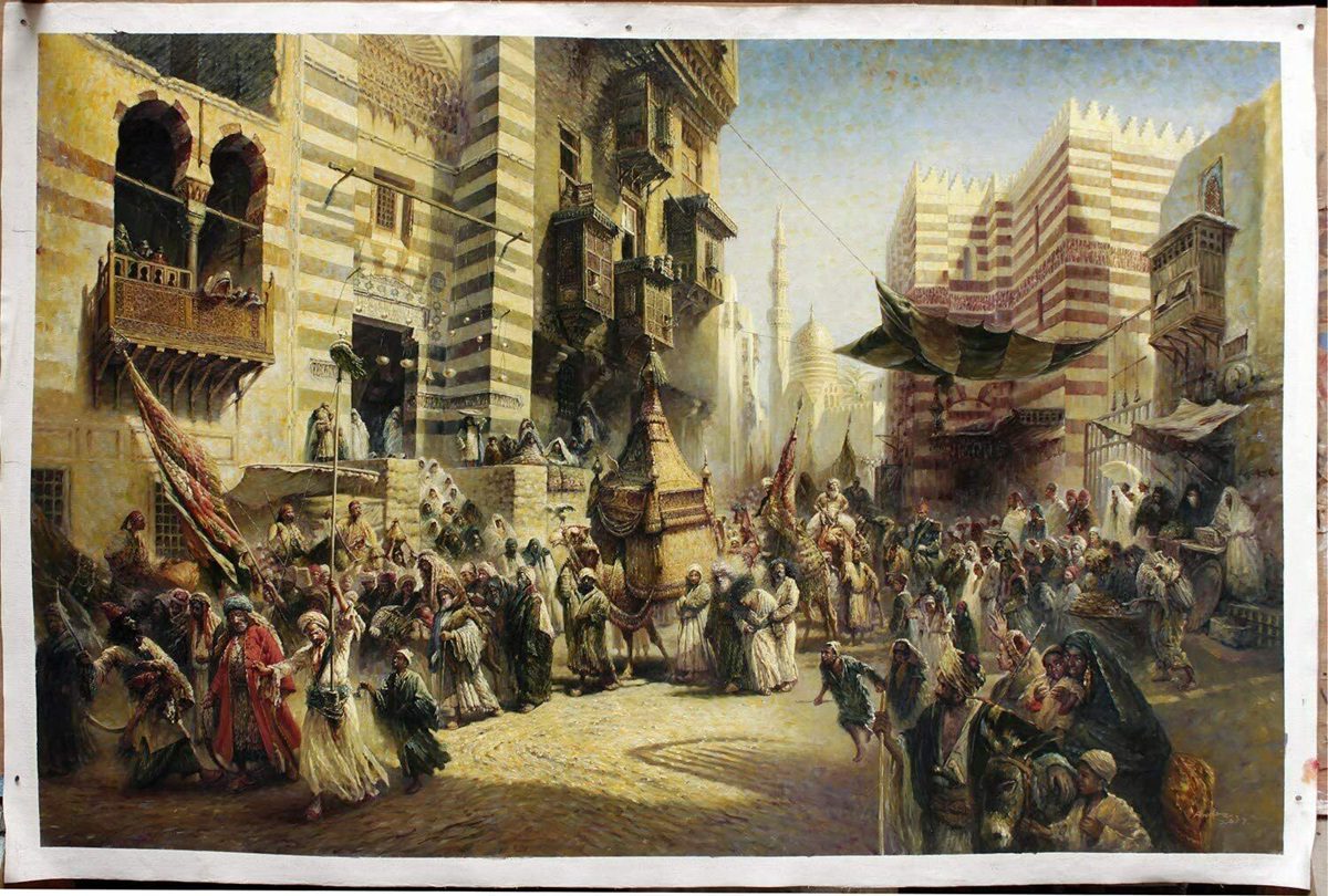 Sacred Carpet reproduction of Makovsky's Sacred Carpet in Cairo,48x72inches oil on canvas