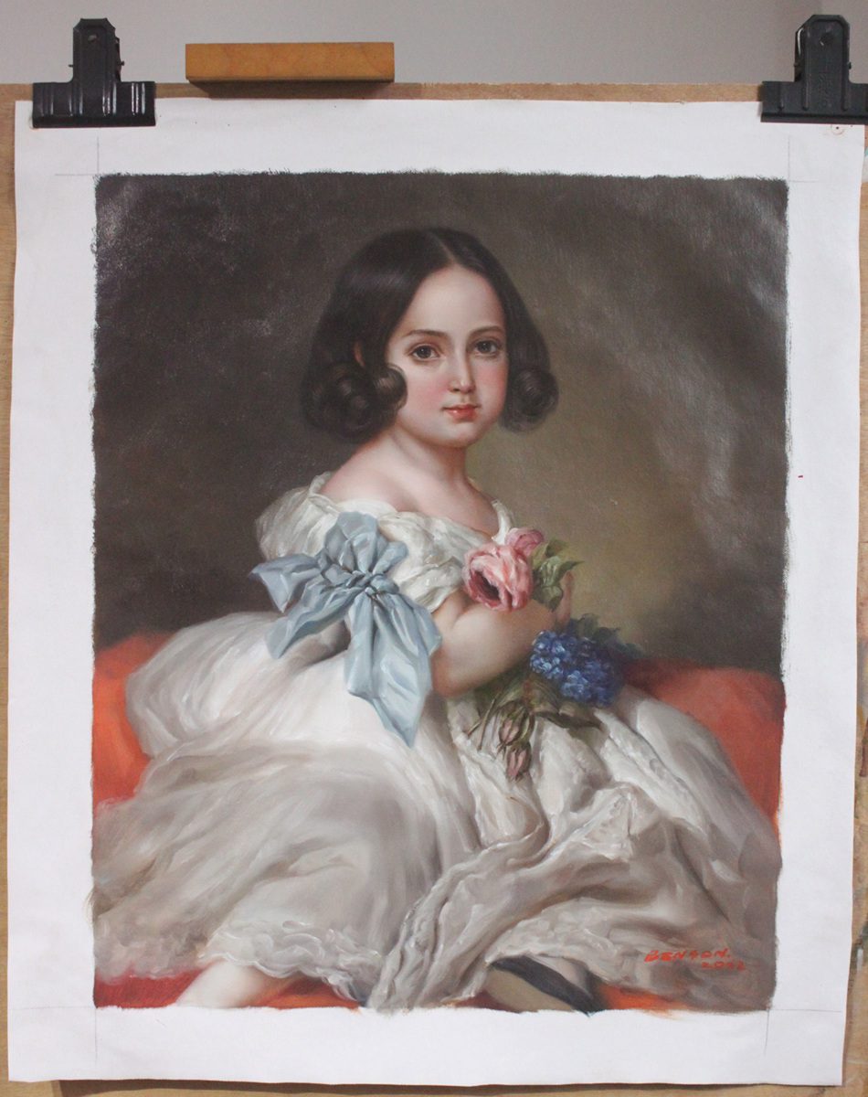 portrait oil painting on canvas Princess Charlotte of Belgium after Franz Xaver Winterhalter