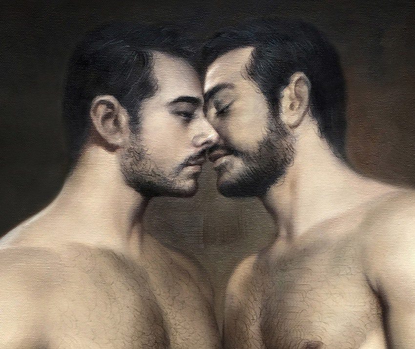 LGBTQ art prints kissing men canvas prints figurative artwork