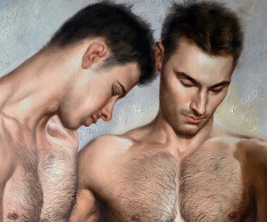 intimate art print male nudes painting gay wall art friends two man