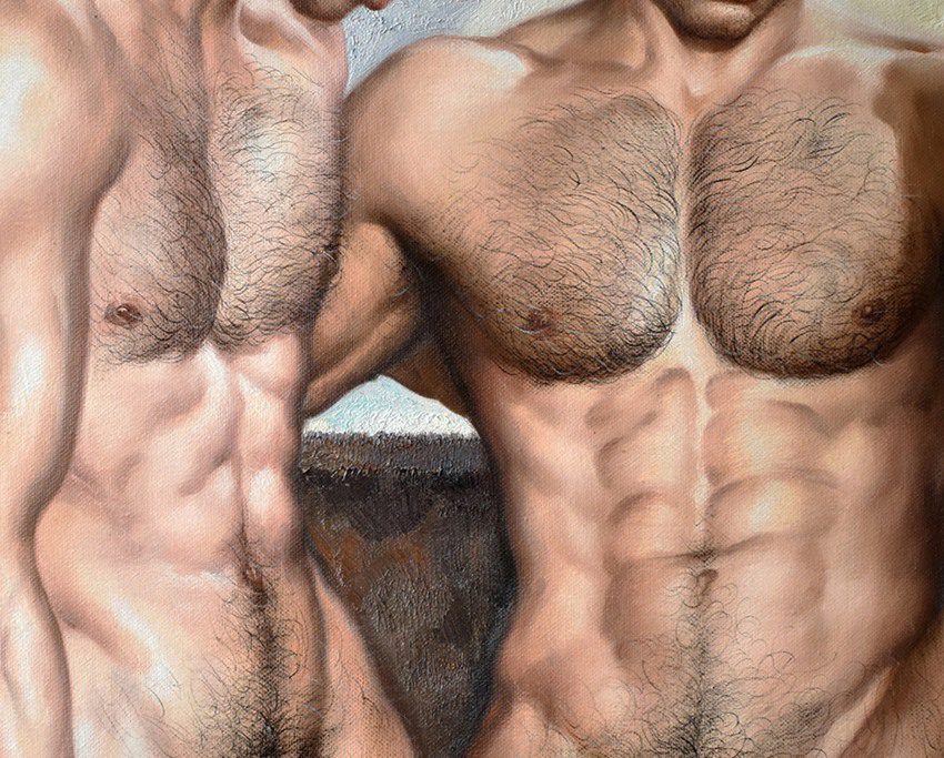 Intimate art print nudes men friends canvas print - by | Dongyeearts | Hand-Painted Oil on Canvas & Limited Art Prints male nudes painting gay wall canvas transfer art print friends part