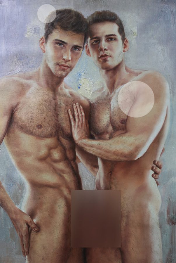 LGBTQ wall art male nudes gay artwork friends - by | Dongyeearts | Hand-Painted Oil on Canvas & Limited Art Prints LGBTQ wall art male nudes canvas print art print two man
