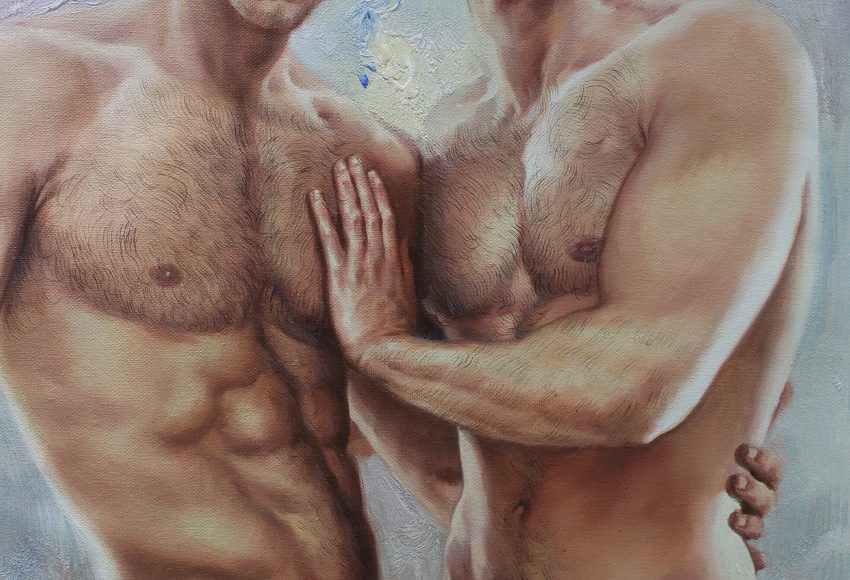 LGBTQ wall art male nudes gay artwork friends - by | Dongyeearts | Hand-Painted Oil on Canvas & Limited Art Prints LGBTQ wall art male nudes canvas print art print two man