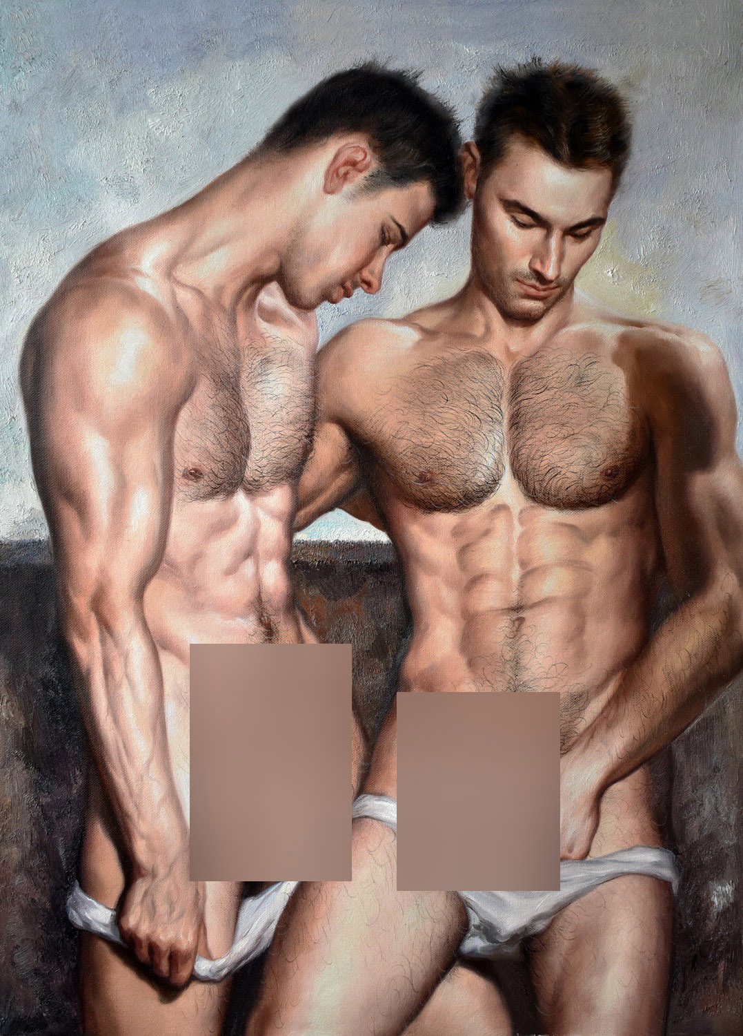 Intimate art print nudes men friends canvas print - by | Dongyeearts | Hand-Painted Oil on Canvas & Limited Art Prints Intimate art print nudes men friends canvas print - Image 2