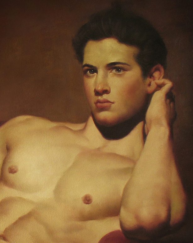 Vintage Portrait David Male Nude Canvas Print DongyeeArts #06 - by | Dongyeearts | Hand-Painted Oil on Canvas & Limited Art Prints vintage male nude canvas transfer from original oil painting part 2
