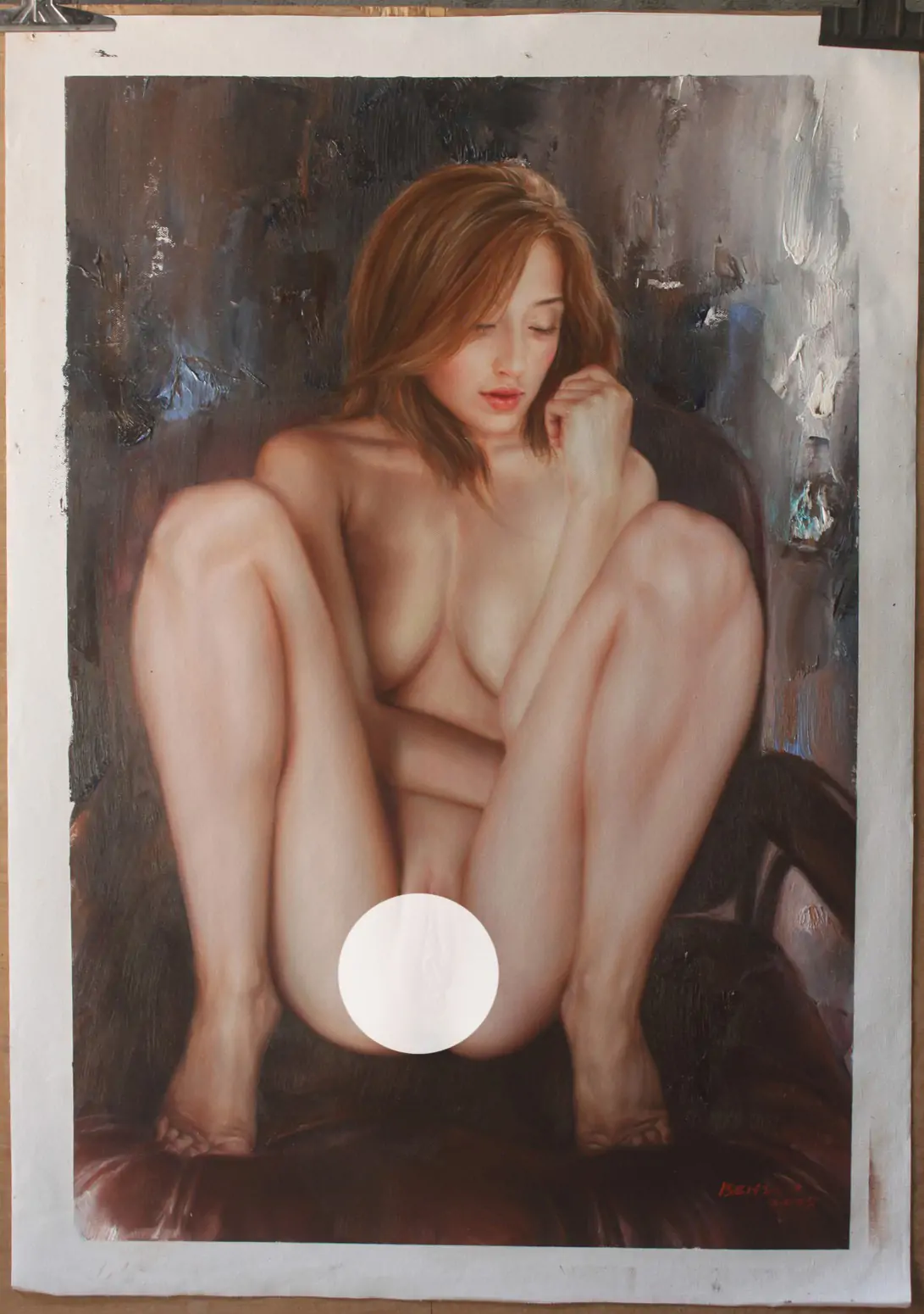 Female nude artwork charming Nordic lady 61x91cm original oil on canvas - by | Dongyeearts | Hand-Painted Oil on Canvas & Limited Art Prints female nude artwork a Nordic lady oil painting