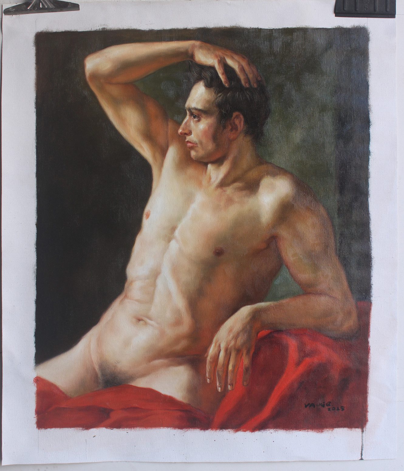 Discover an male nude oil on canvas painting male torso in profile after Theodore Gericault 20″x24″ from Dongyeearts.