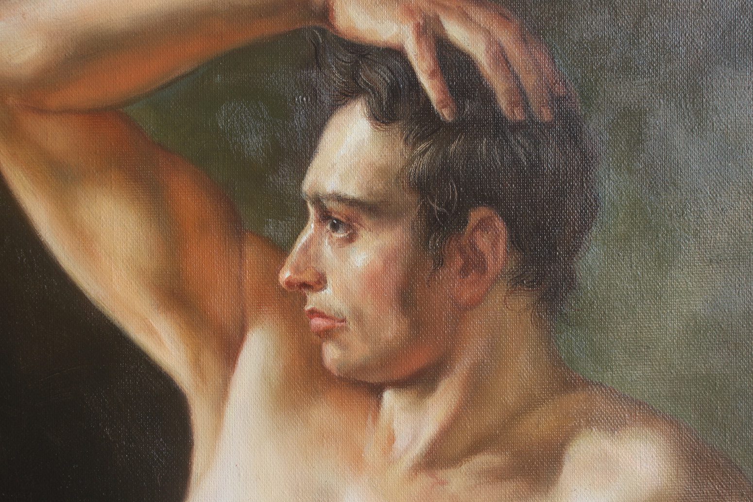 Male torso in profile after Theodore Gericault 20″x24″ - by | Dongyeearts | Hand-Painted Oil on Canvas & Limited Art Prints Discover an male nude oil on canvas painting male torso in profile after Theodore Gericault 20″x24″ from Dongyeearts.