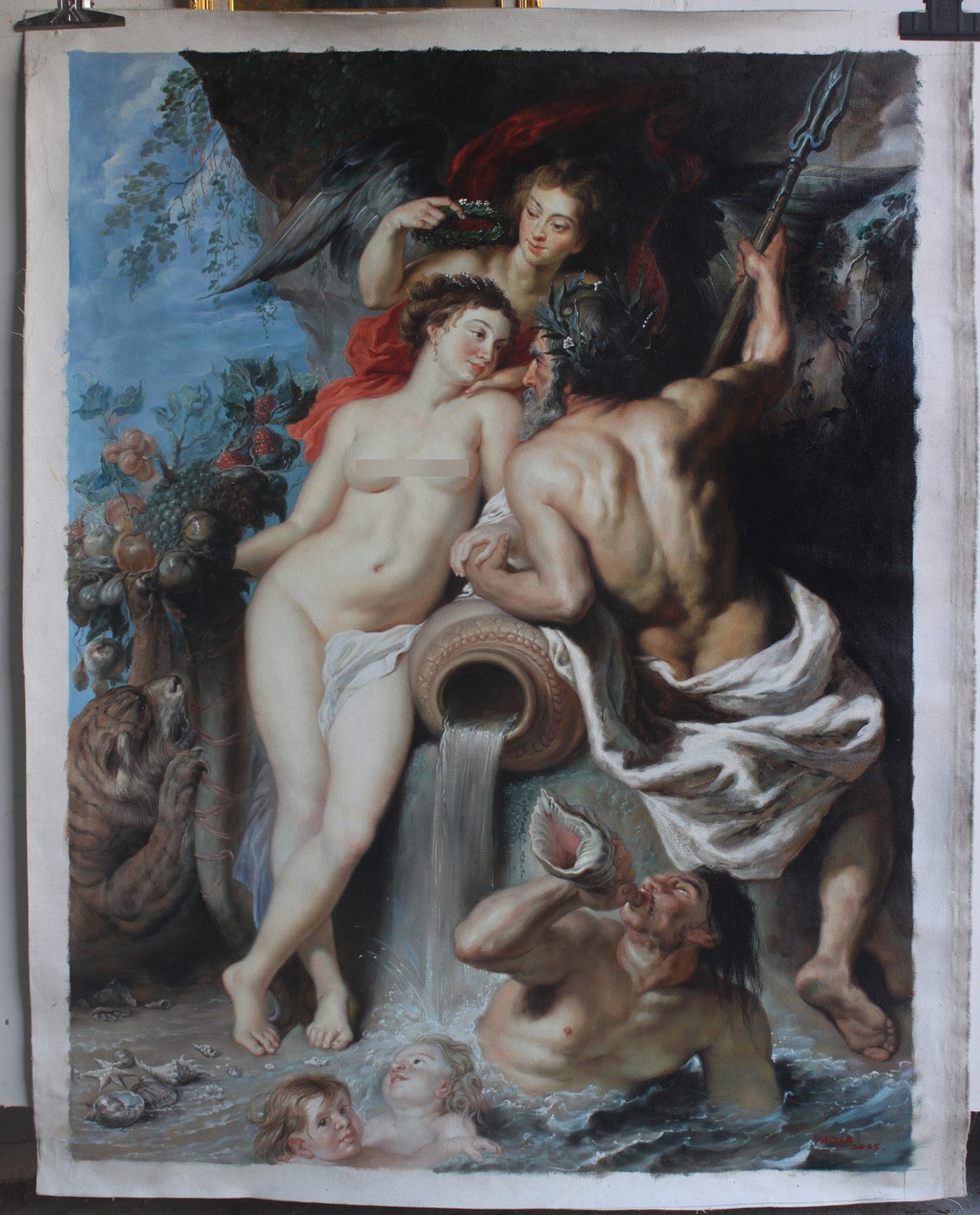 Discover the union of earth and water oil painting after Peter Paul Rubens 36″x48″ from Dongyeearts.