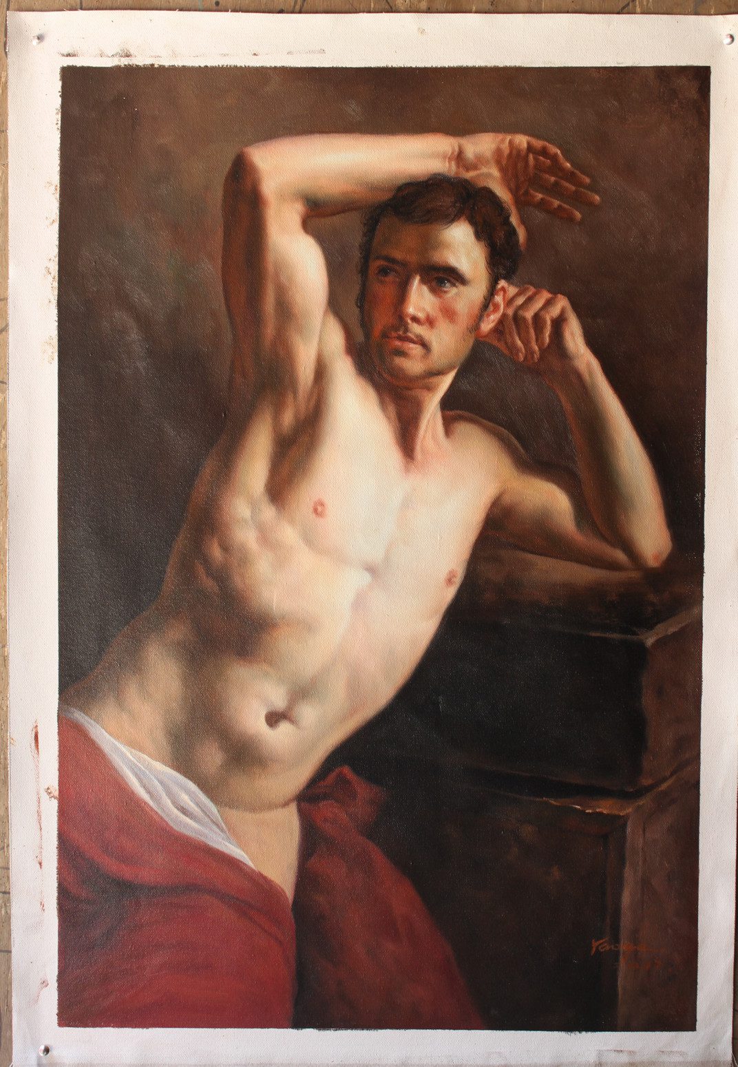 Discover oil painting on canvas male nude half length after Theodore Gericault 24″x36″ from Dongyeearts.