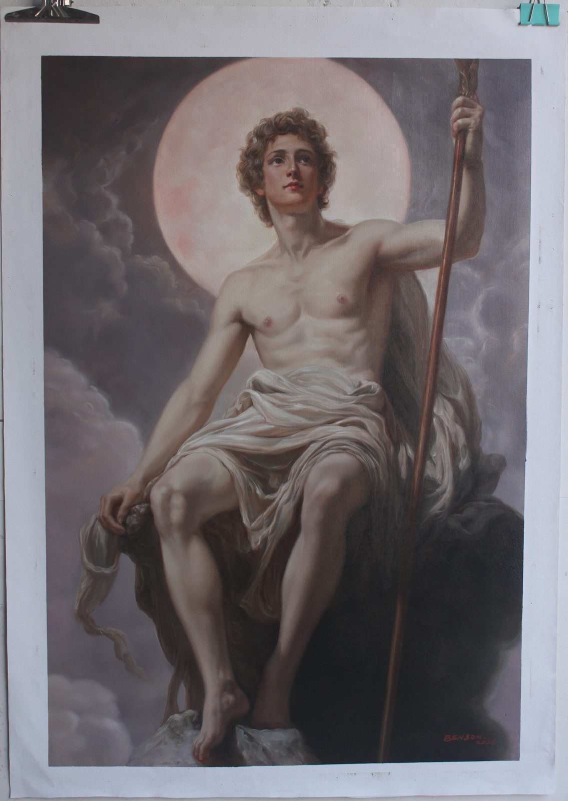 Discover young male nude man Sun God reproduction oil on canvas 24″x36″ from Dongyeearts. 100% hand-painted exactly as described.