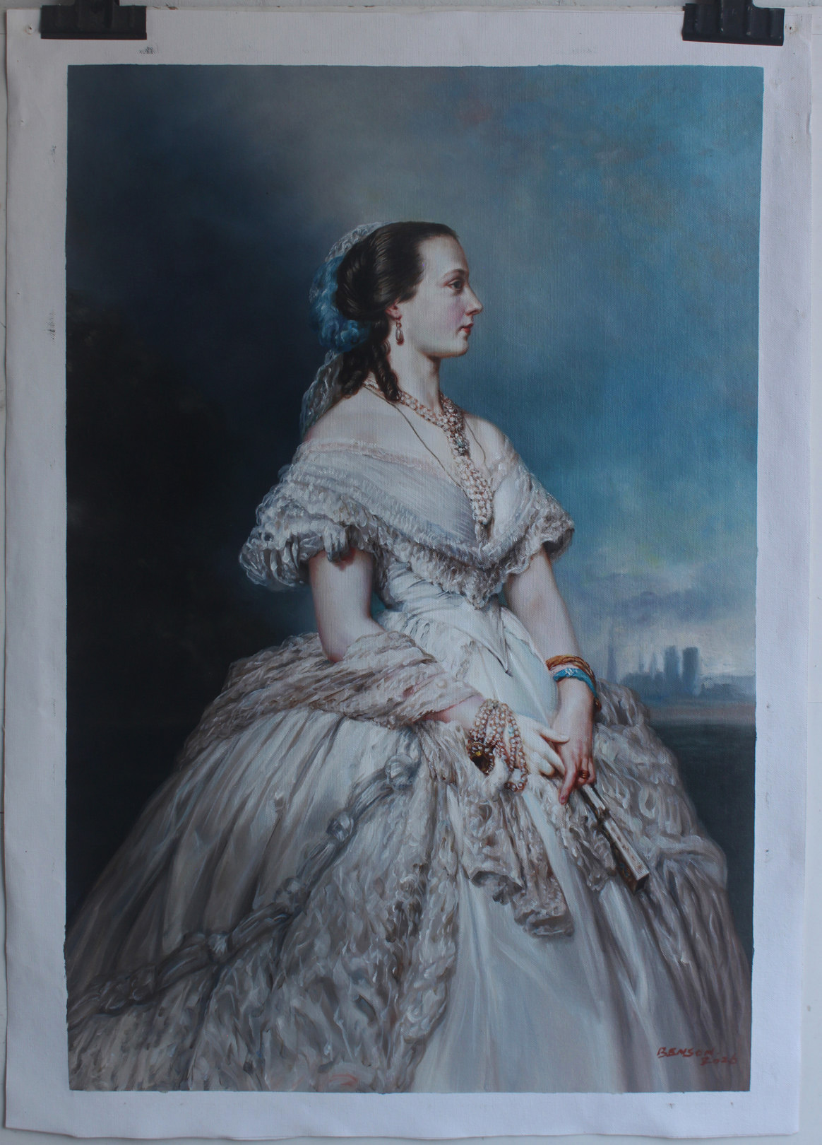 Discover Portrait of Maria Hendrika of Belgium after Franz Xaver Winterhalter 24″x36″ Reproduction oil on canvas from Dongyeearts