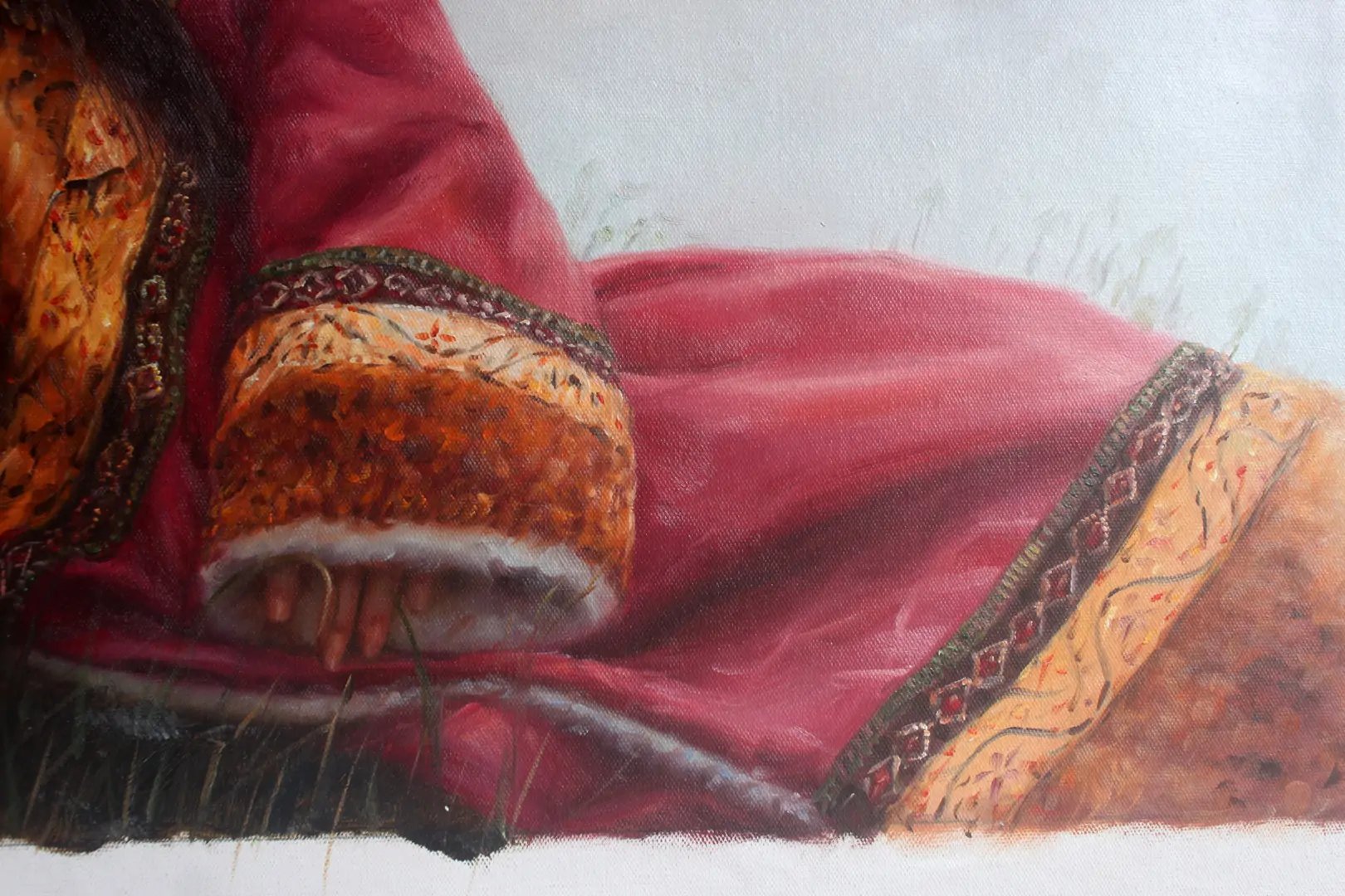 Asian art portrait of Tibetan girl original oil painting on canvas 24"x36" - by | Dongyeearts | Hand-Painted Oil on Canvas & Limited Art Prints Close-up of portrait of a Tibetan girl original oil painting