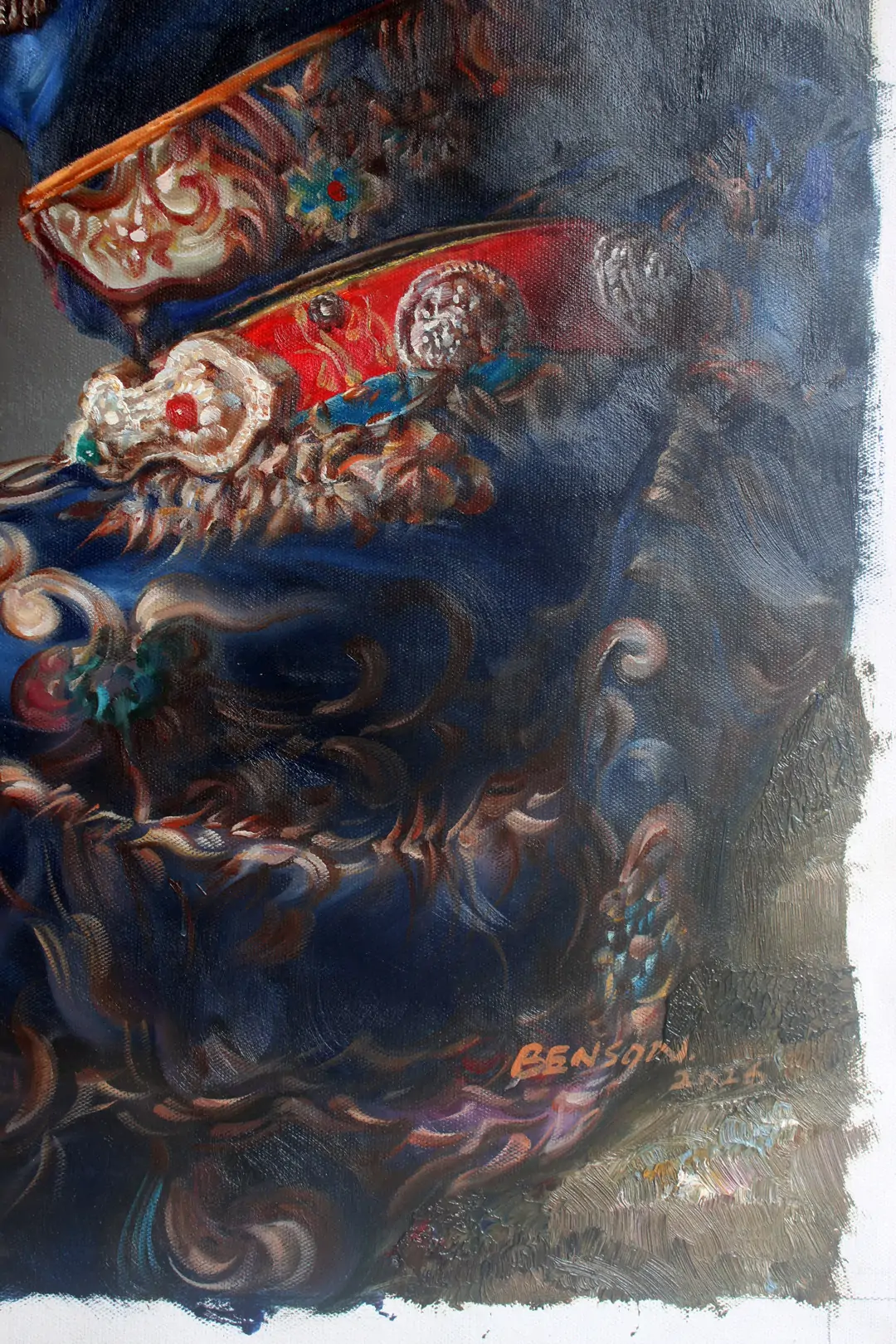 Asian art portrait of Tibetan girl original oil painting–Hand-Painted 24"x36" - by | Dongyeearts | Hand-Painted Oil on Canvas & Limited Art Prints Close-up of portrait of Tibetan girl original oil painting on canvas