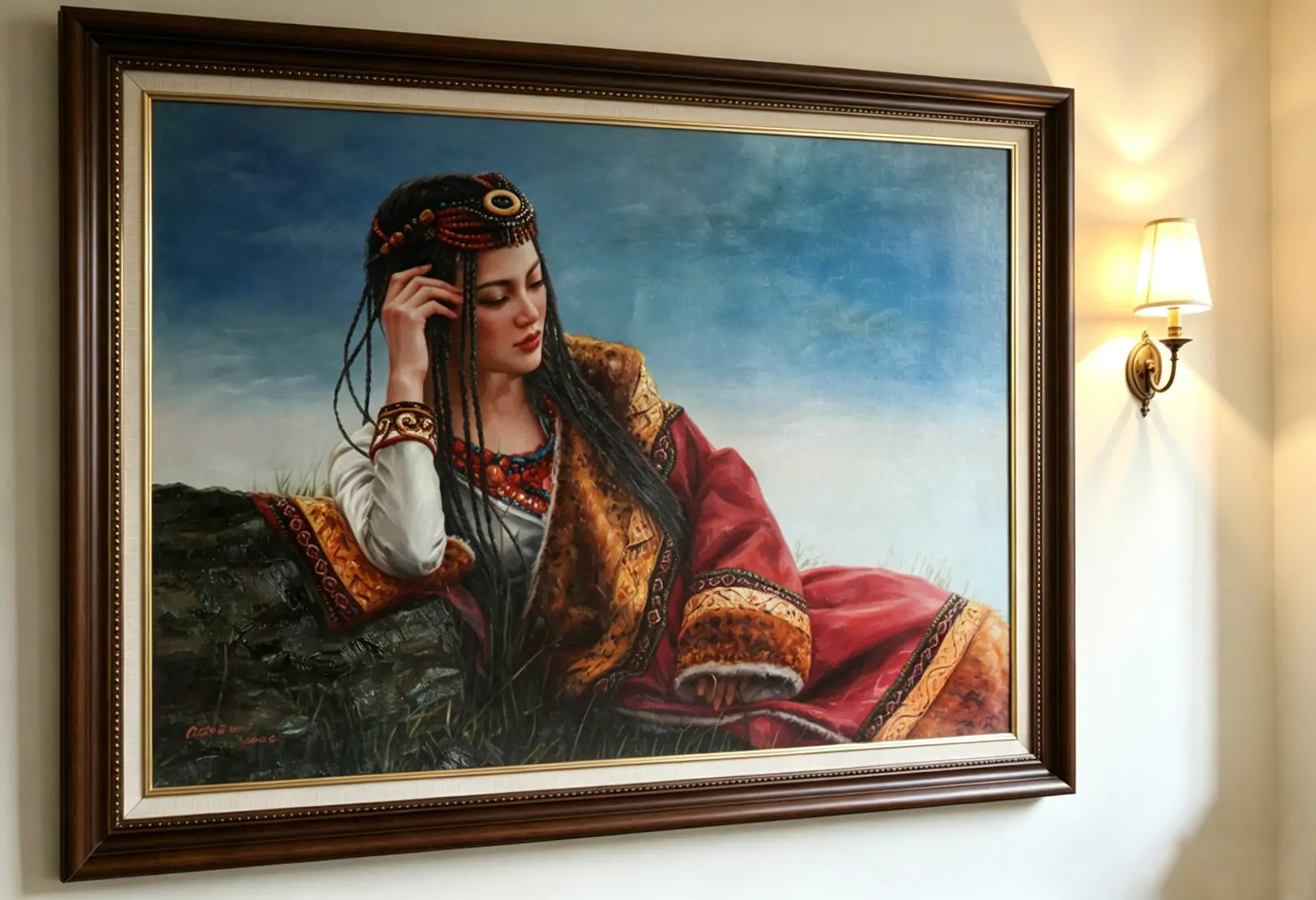 Asian art portrait of Tibetan girl original oil painting on canvas 24"x36" - by | Dongyeearts | Hand-Painted Oil on Canvas & Limited Art Prints Asian art portrait of a Tibetan girl original oil painting