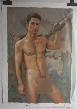 Nude male torso original oil painting on canvas 16x24