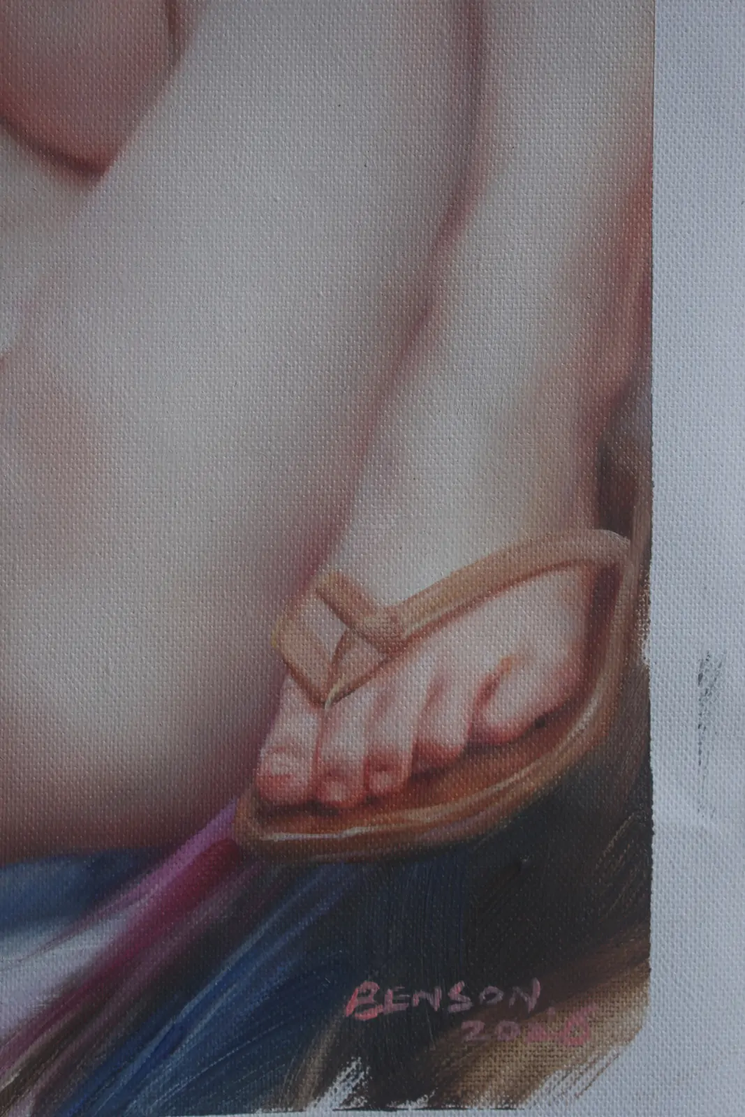 Fine art nude charming girl sitting in sofa 41x61cm – Hand-Painted - by | Dongyeearts | Hand-Painted Oil on Canvas & Limited Art Prints Close-up of fine art nude charming girl sitting in sofa original oil painting