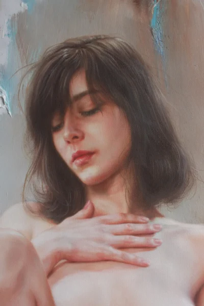 Portrait of Ukrainian girl beauty original oil painting