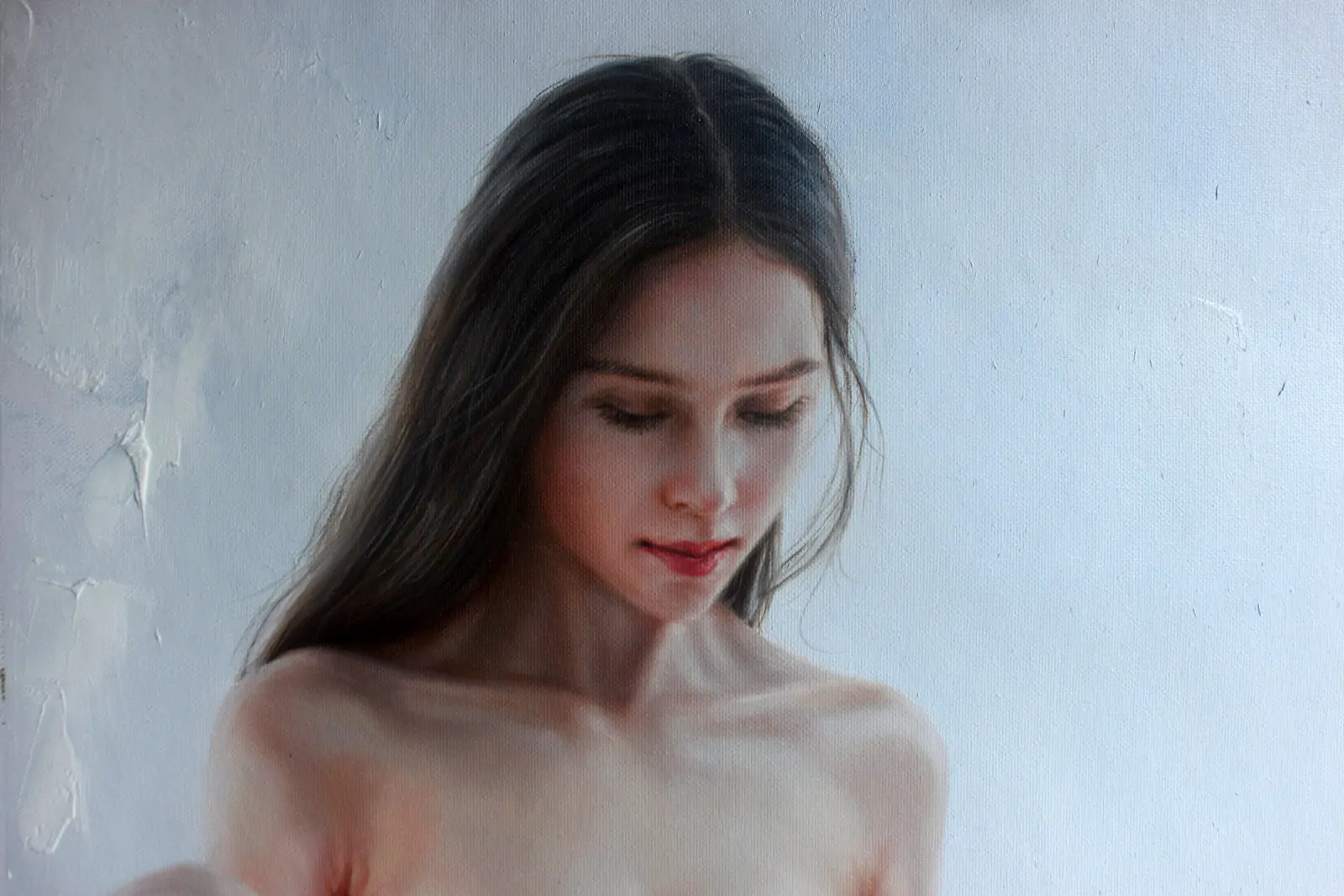 Russian girl nude art original oil painting 24"x36" Hand-painted