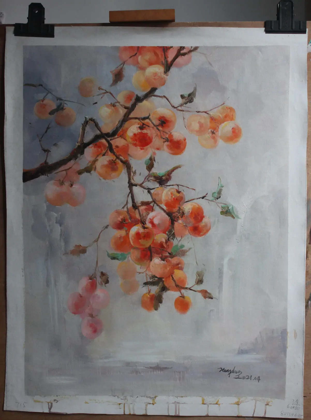 Original hand-painted persimmon oil painting