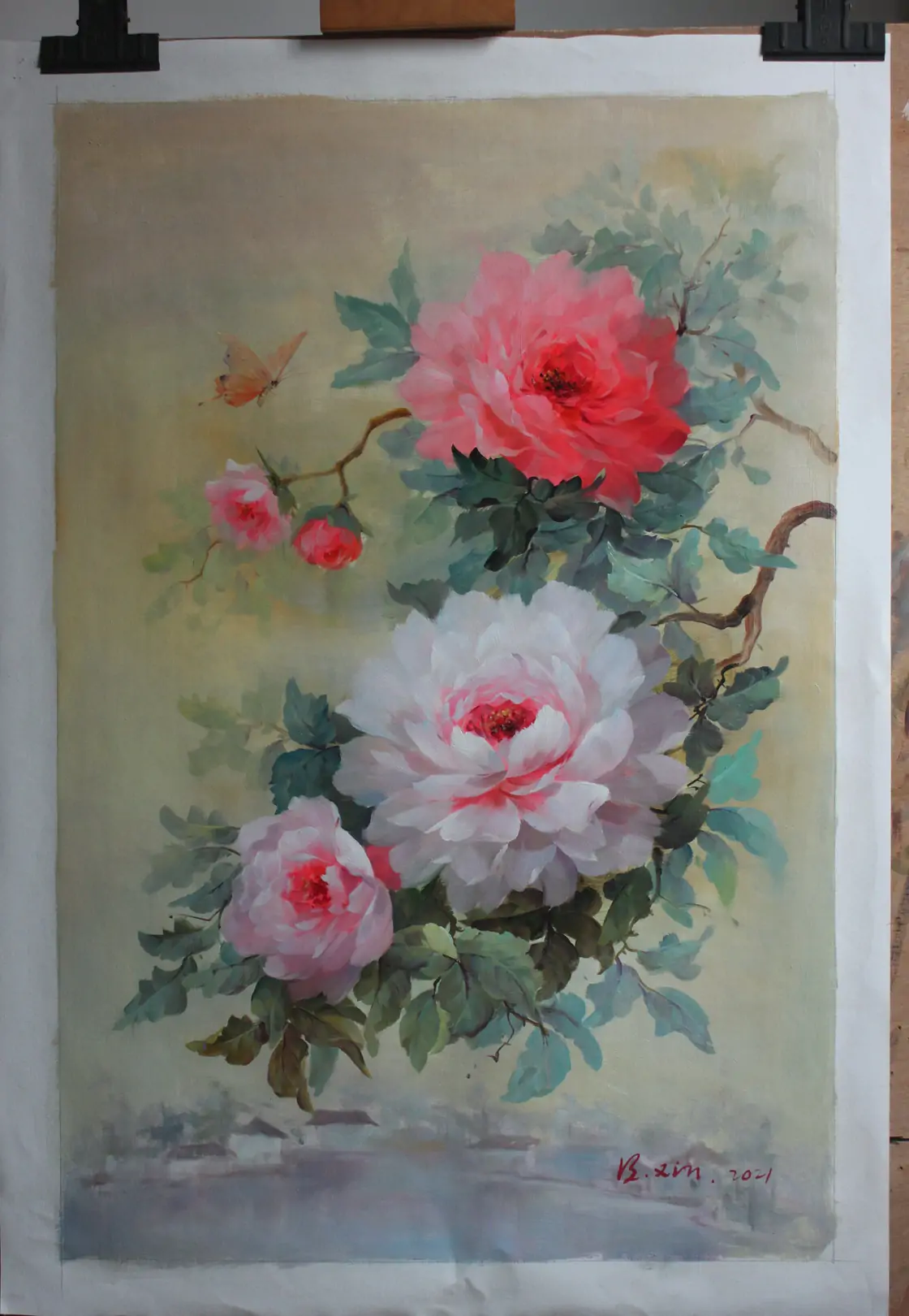 Original floral oil painting hand-painted artwork